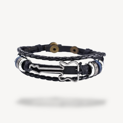 Music Note Leather Wristband - OutfitLondon