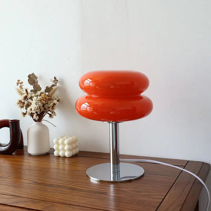 Modern Glass LED Desk Lamp with Sculpted Shade