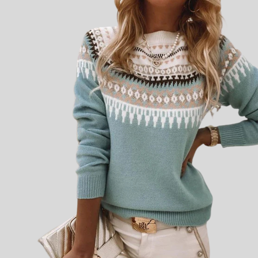 Colorful Knit Crew Neck Sweater - OutfitLondon