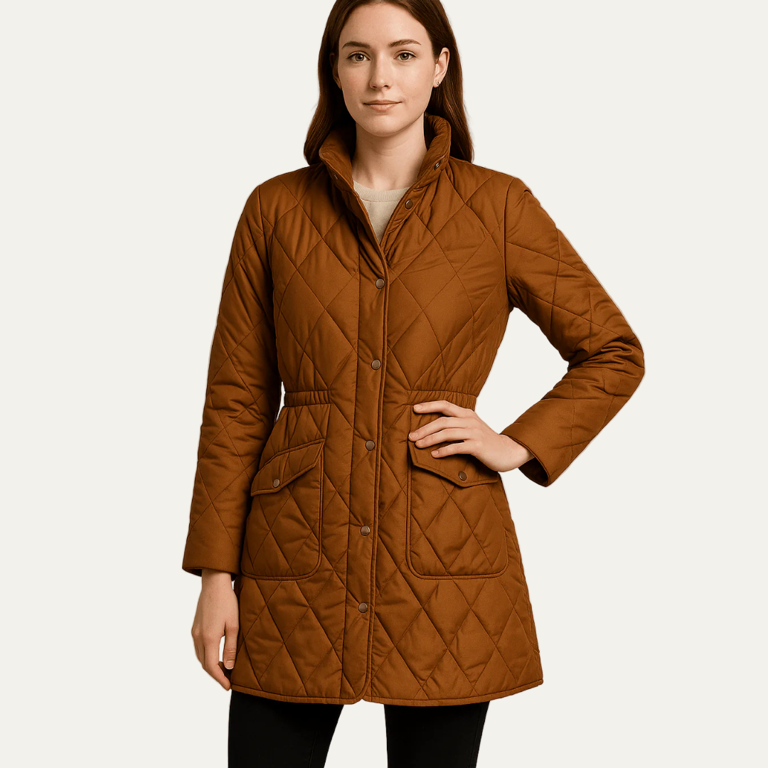 Ladies Luxury Padded Coat with Buttons - OutfitLondon