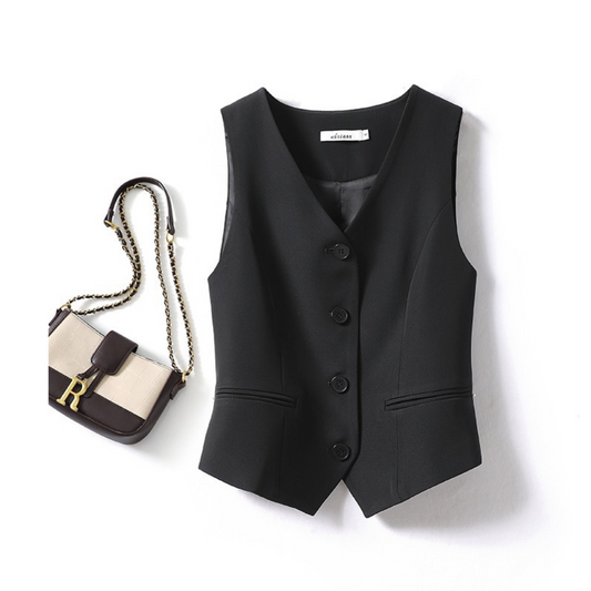 Stylish Open-Front Sleeveless Waistcoat Vest - OutfitLondon