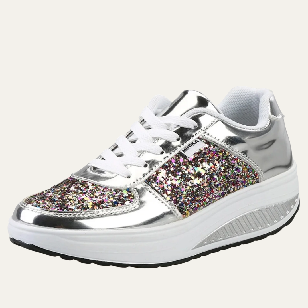 Shiny Glittery Womens Platform Sneakers - OutfitLondon