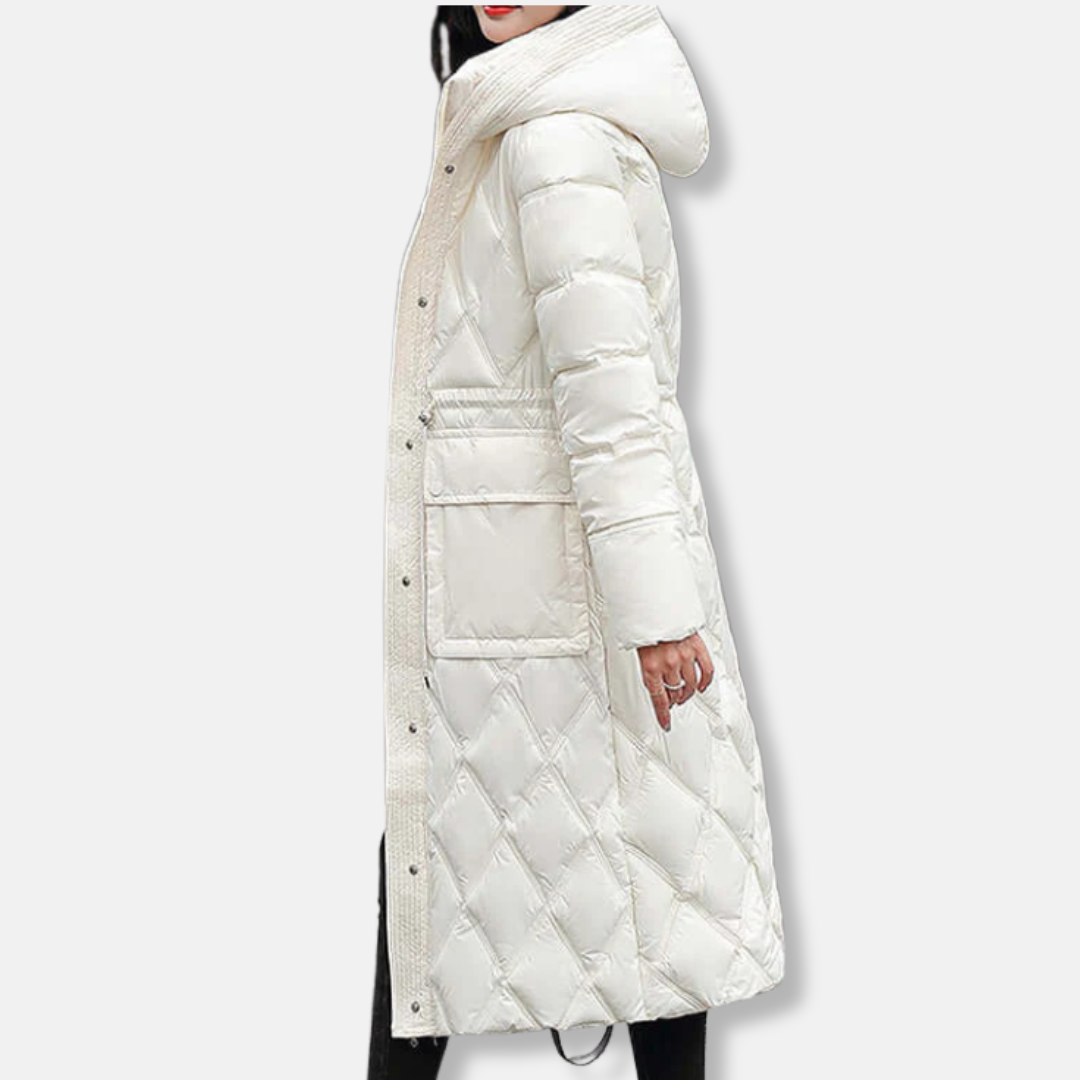 Warm Quilted Down Jacket | Hooded Winter Coat - OutfitLondon