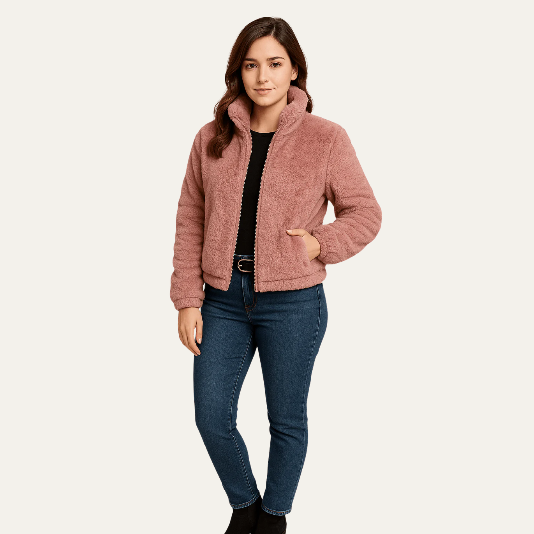 Soft Fuzzy Women's Short Teddy Jacket - OutfitLondon