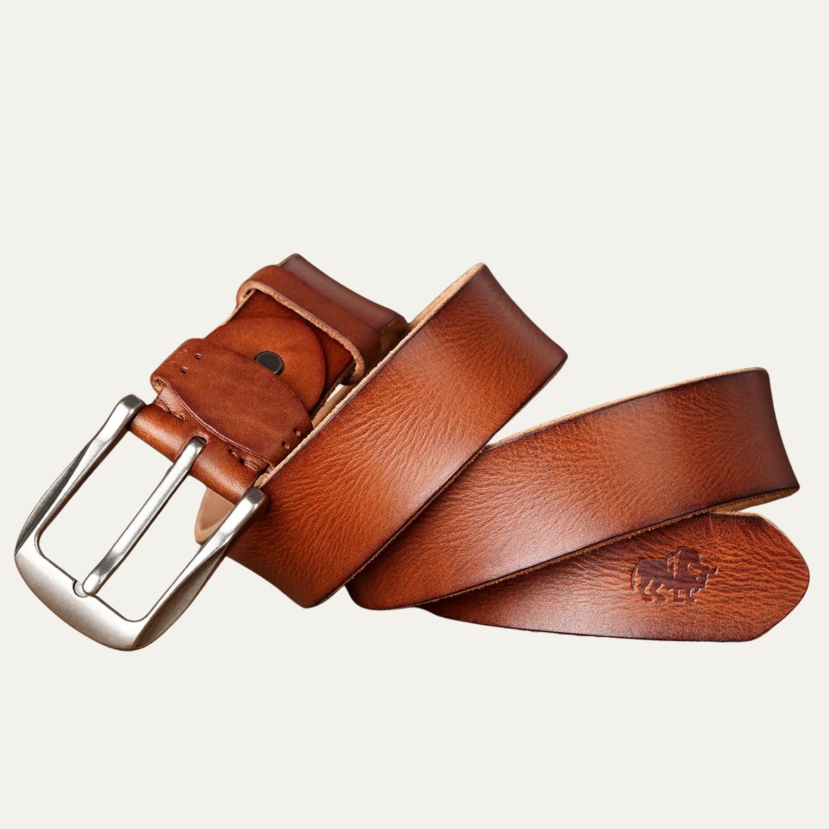Brown Leather Belt with Traditional Metal Buckle - OutfitLondon