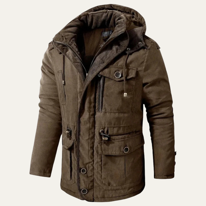 Rugged Corduroy Work Jacket with Faux Fur Collar