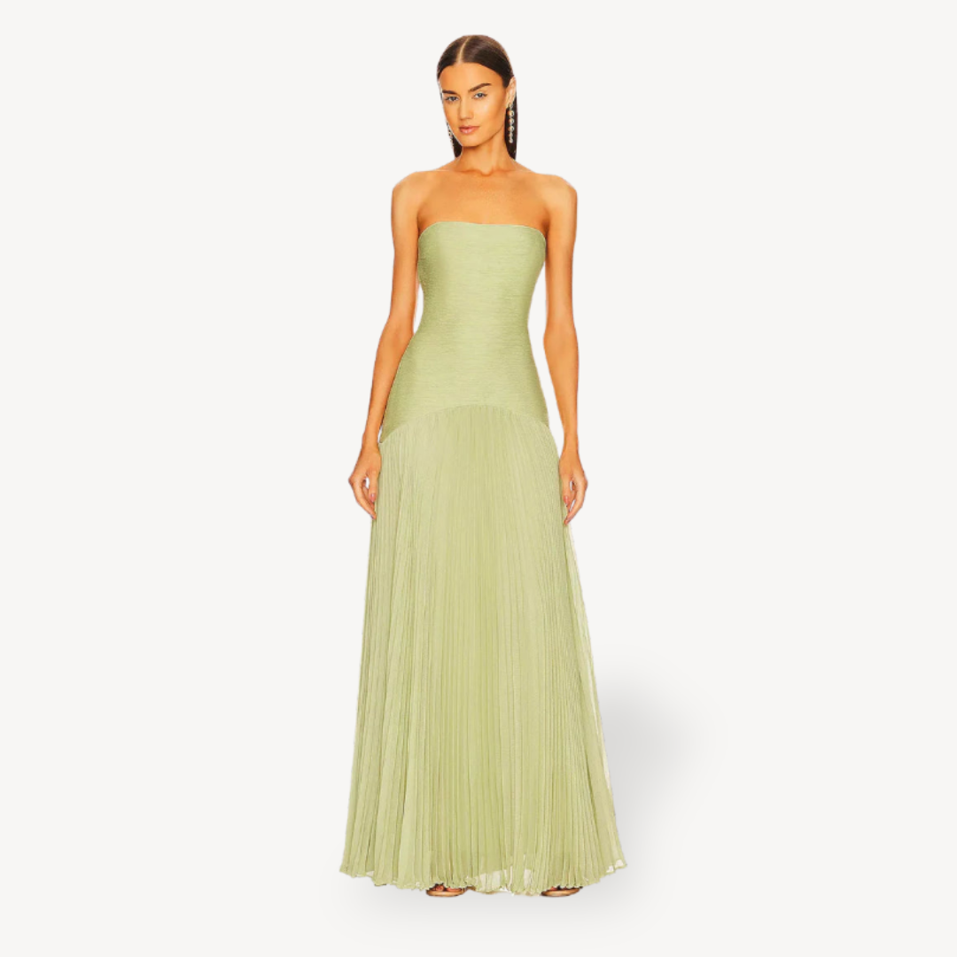 Elegant Emerald Off Shoulder Evening Dress - OutfitLondon