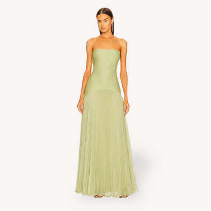 Elegant Emerald Off Shoulder Evening Dress - OutfitLondon