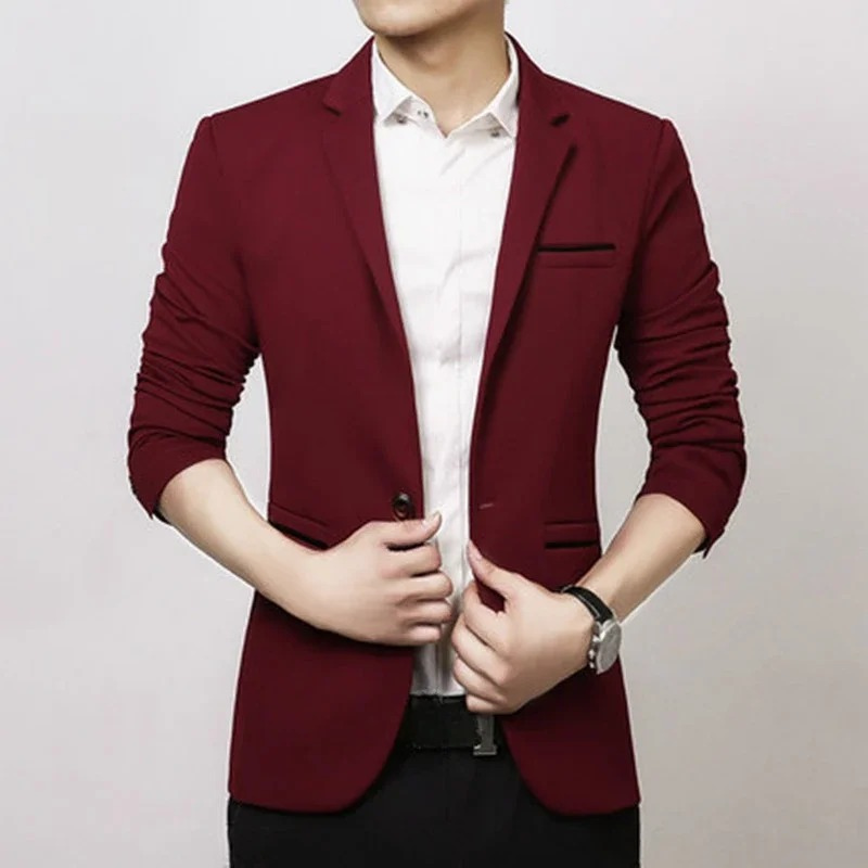 Slim Fit Classic One Button Mens Blazer - OutfitLondon