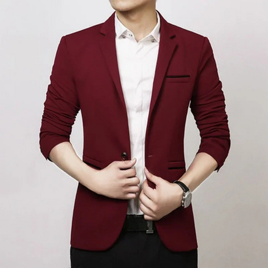 Slim Fit Classic One Button Mens Blazer - OutfitLondon