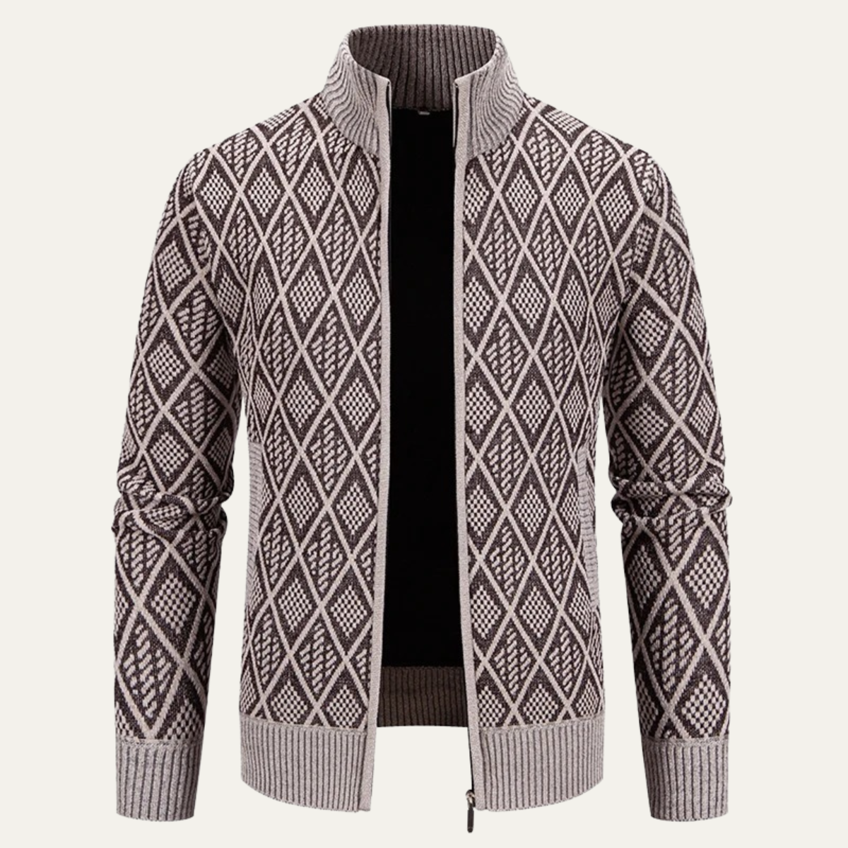 Stylish Men's Zip Up Knit Patterned Jacket - OutfitLondon