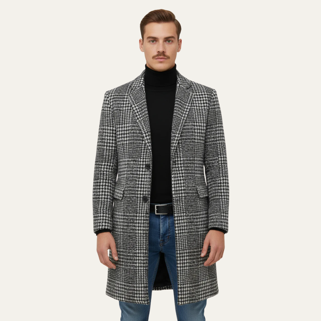 Warm Plaid Overcoat for Men