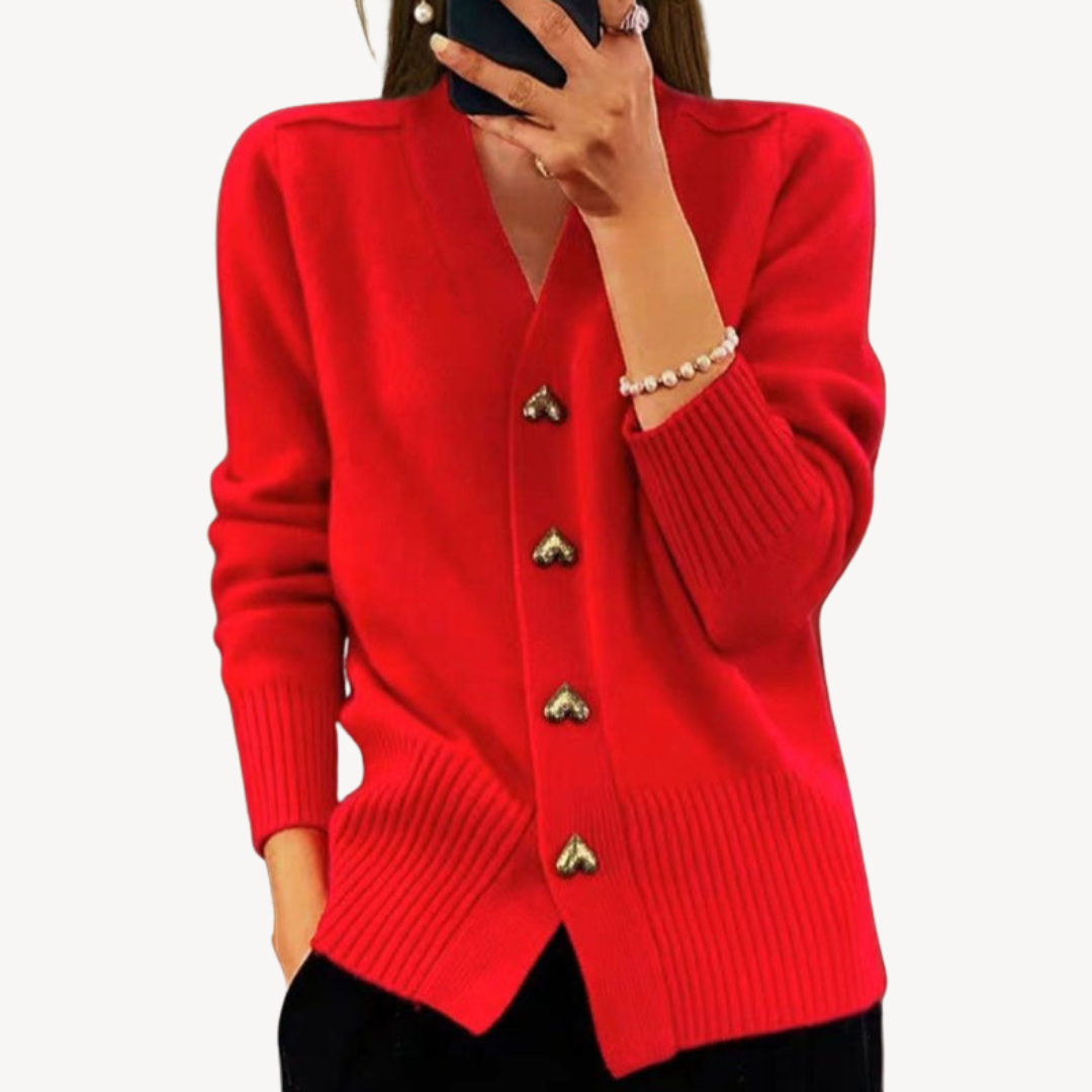 Cozy Women's Cardigan with Cute Heart Buttons
