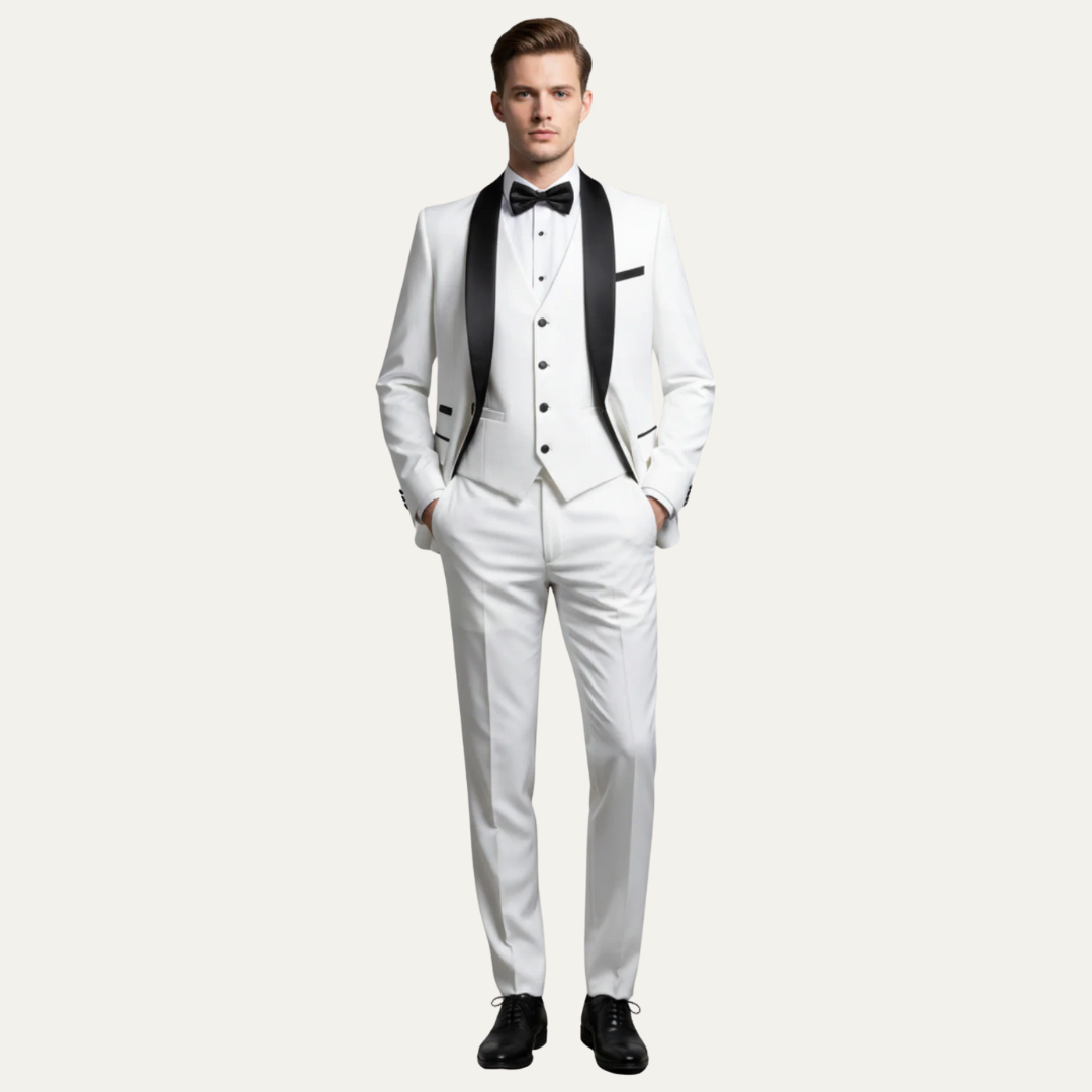 Luxury Black Tie Three Piece Tuxedo Suit - OutfitLondon