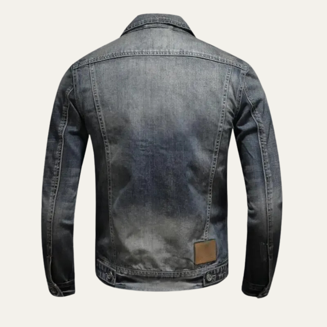 Ripped Vintage Style Denim Jacket for Men