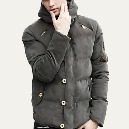 Warm Waterproof Hooded Puffer Coat for Men - OutfitLondon