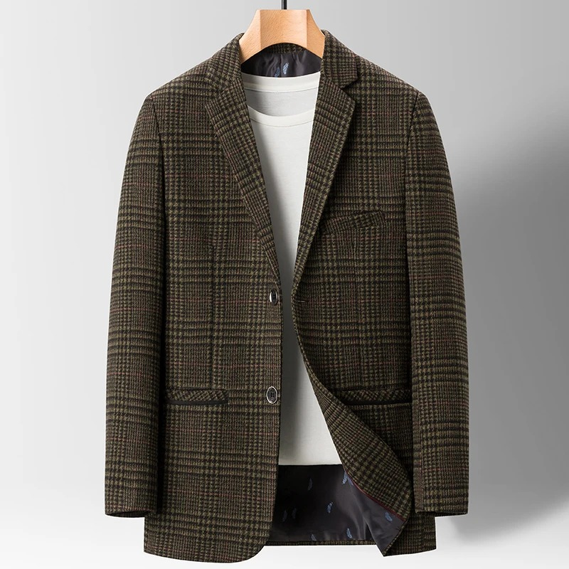 Fashionable Men's Tailored Plaid Jacket - OutfitLondon
