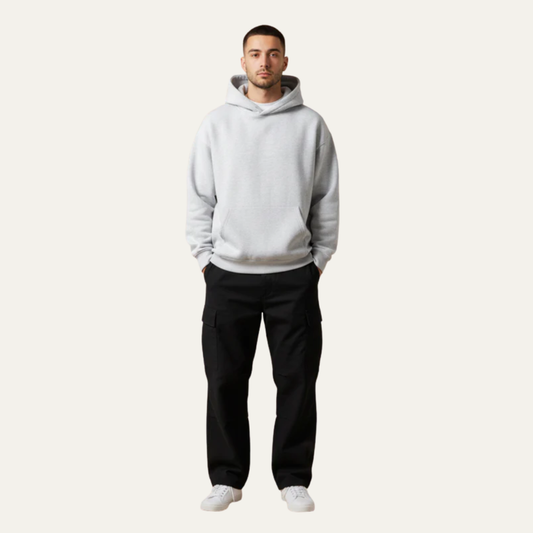 Relaxed Fit Hooded Sweatshirt with Pouch Pocket - OutfitLondon