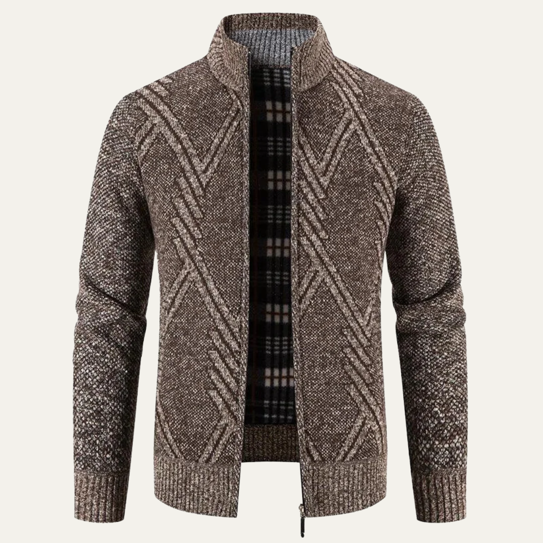 Men's Crew Neck Zip Up Sweater Cardigan