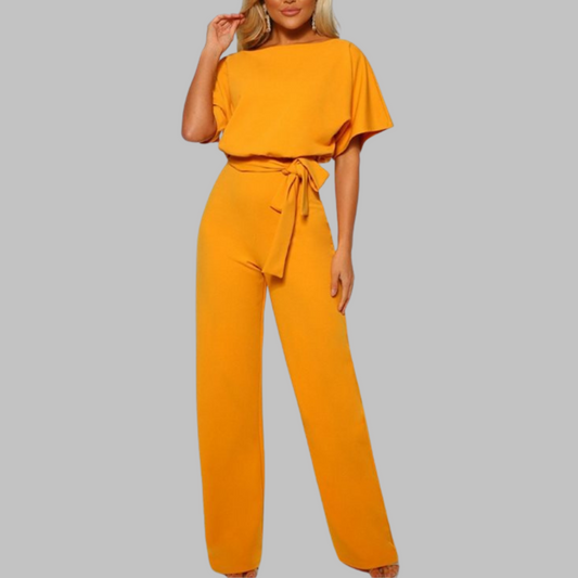 Relaxed Fit V Neck Batwing Jumpsuit - OutfitLondon