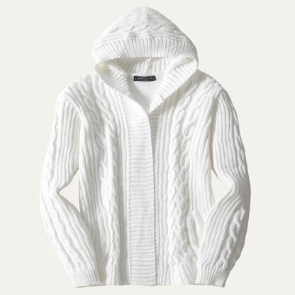 Warm Mens Cable Knit Hooded Winter Sweater - OutfitLondon