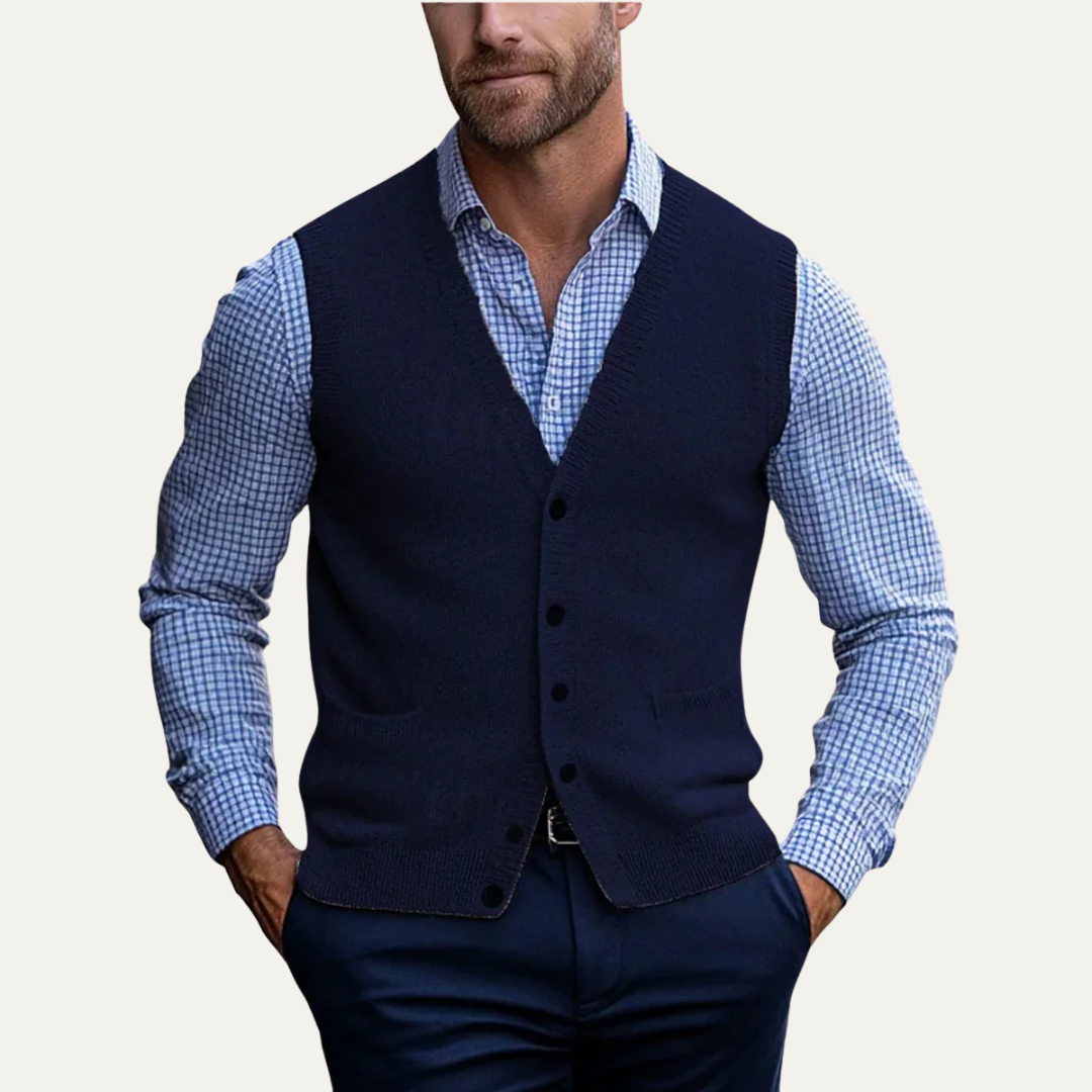 Men's Simple Crew Neck Sweater Vest - OutfitLondon