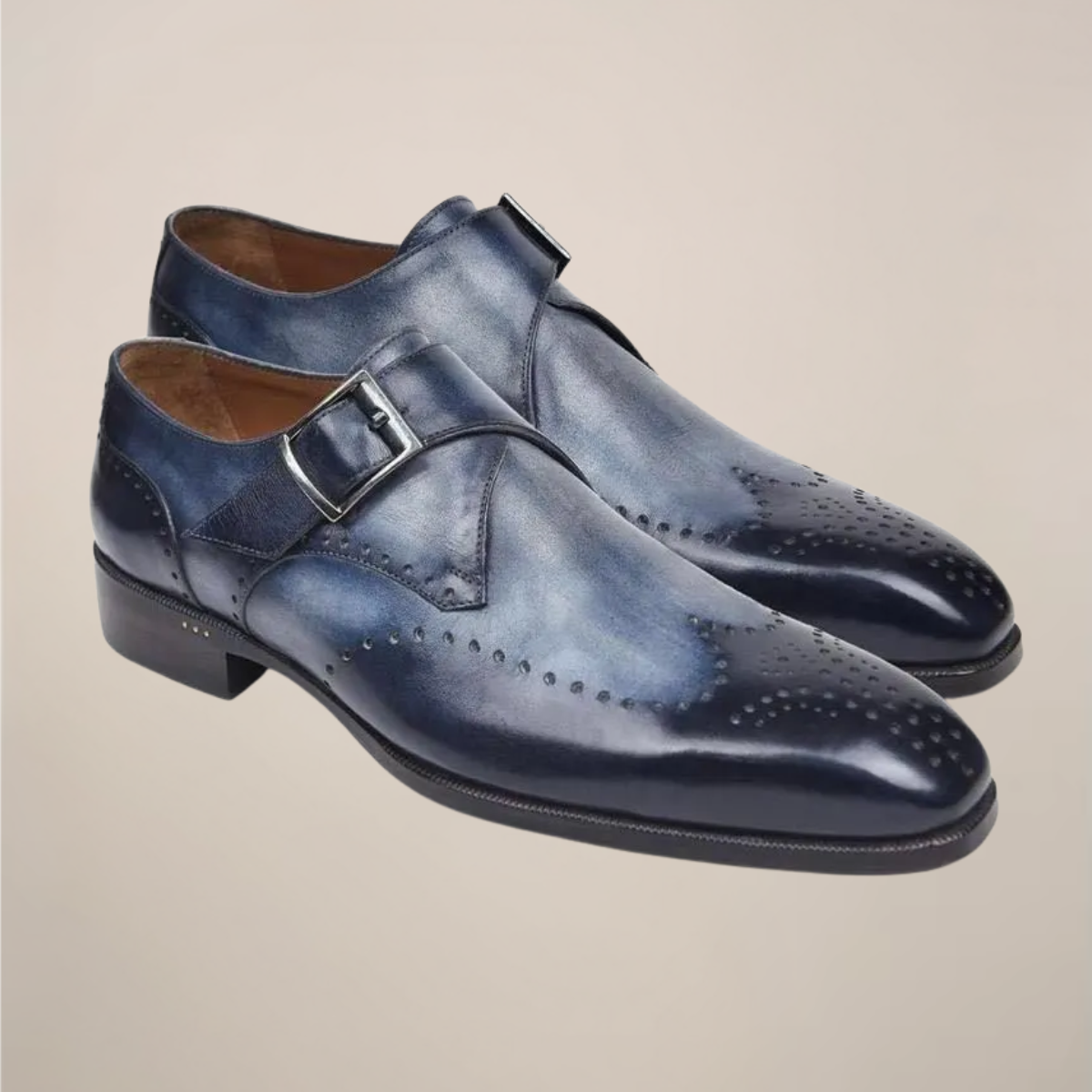 Men's Leather Strap Dress Shoes - Traditional Buckle Style - OutfitLondon