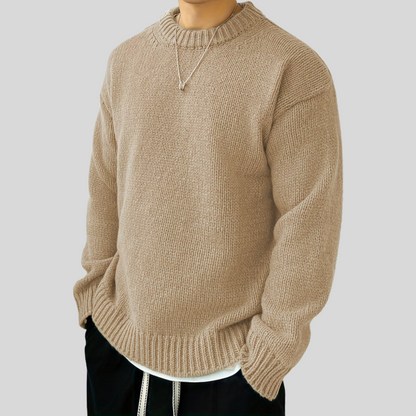 Men's Large Chunky Cable Knit Crew Sweater