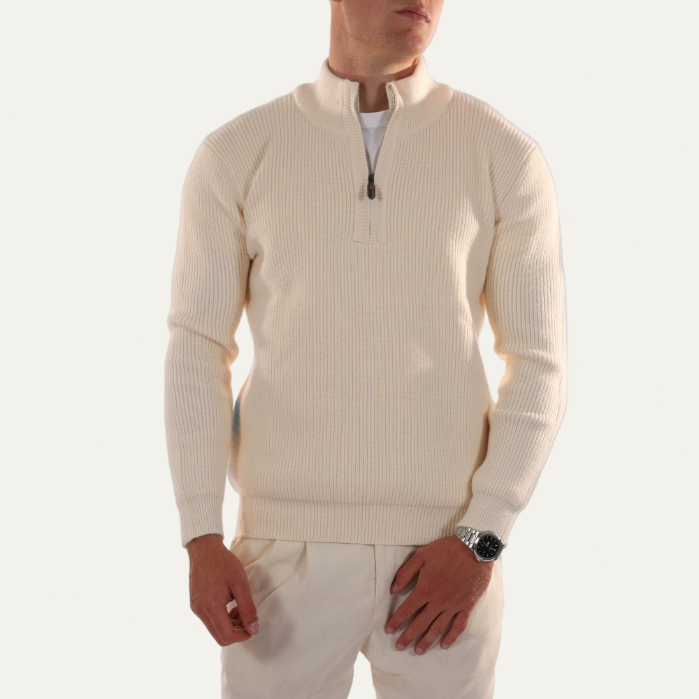 Men's Classic Crew Neck Cable Knit Sweater - OutfitLondon