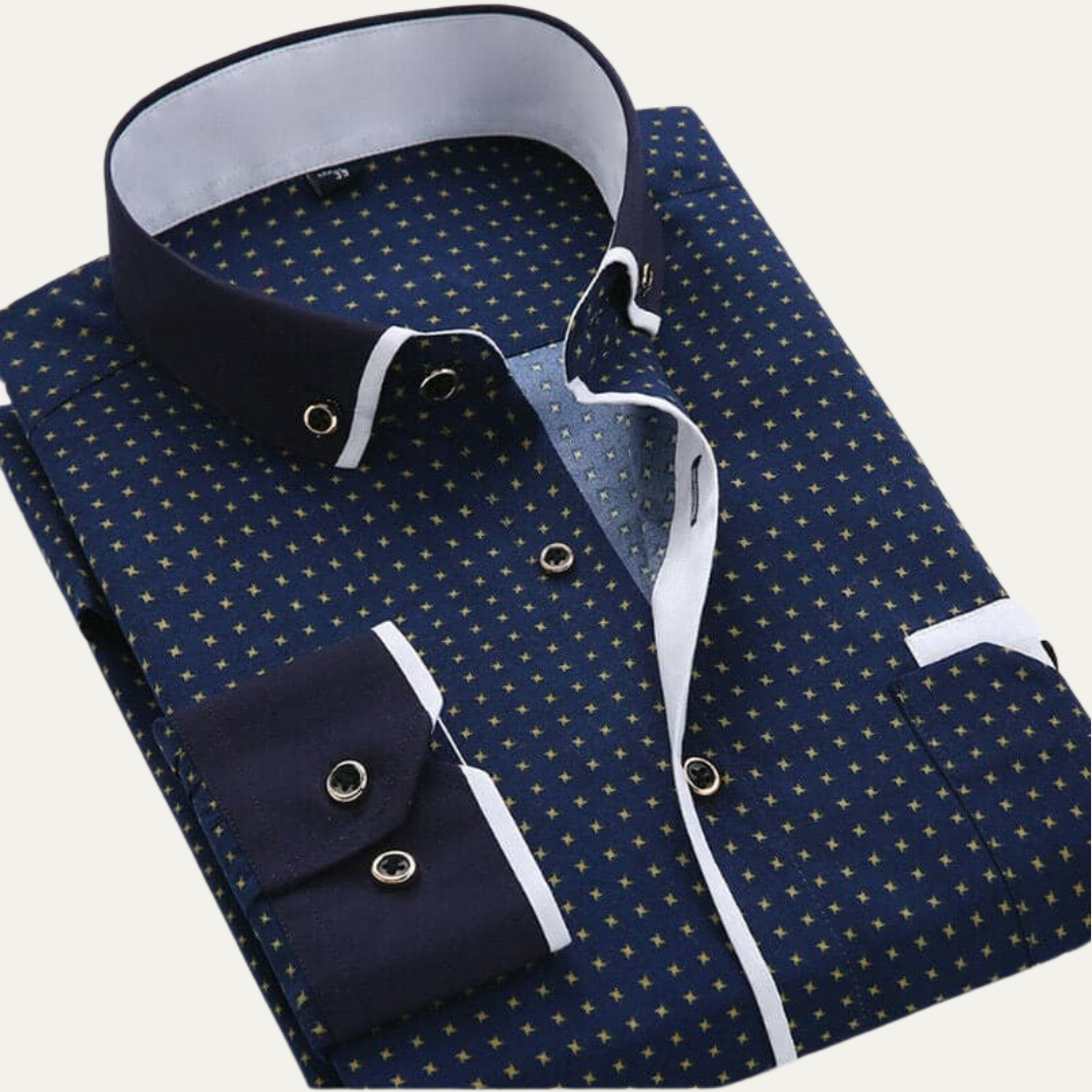 Slim Fit Textured Contrast Collar Dress Shirt