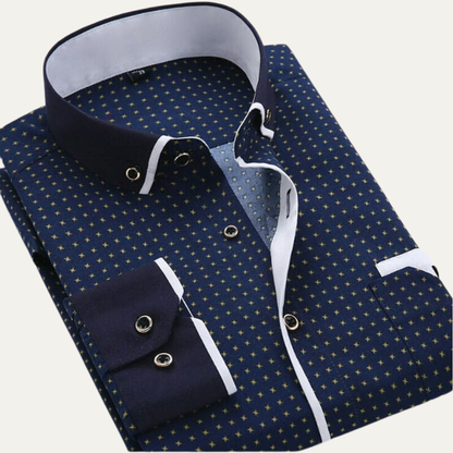 Slim Fit Textured Contrast Collar Dress Shirt