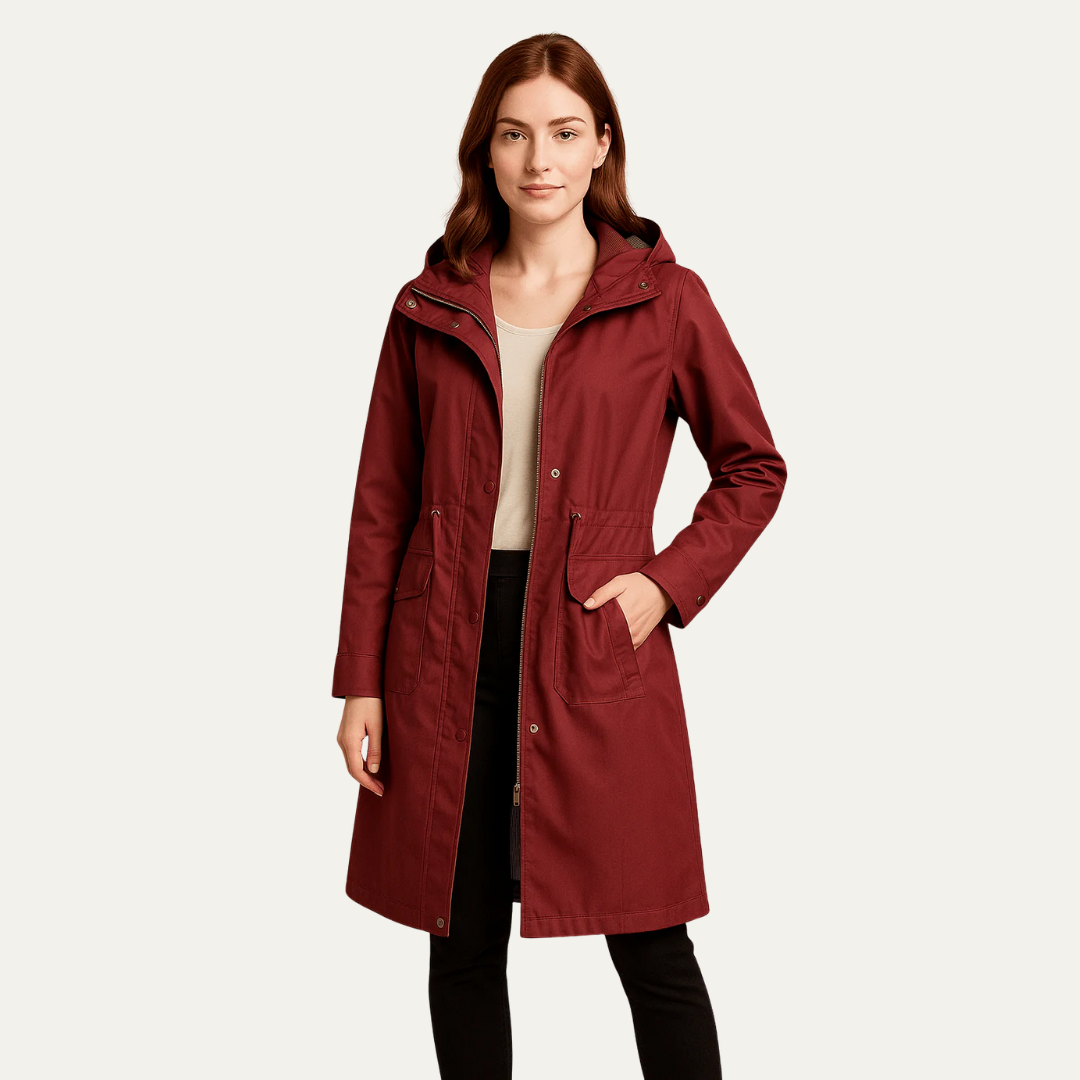 Ladies Adjustable Hooded Water Resistant Parka Jacket - OutfitLondon
