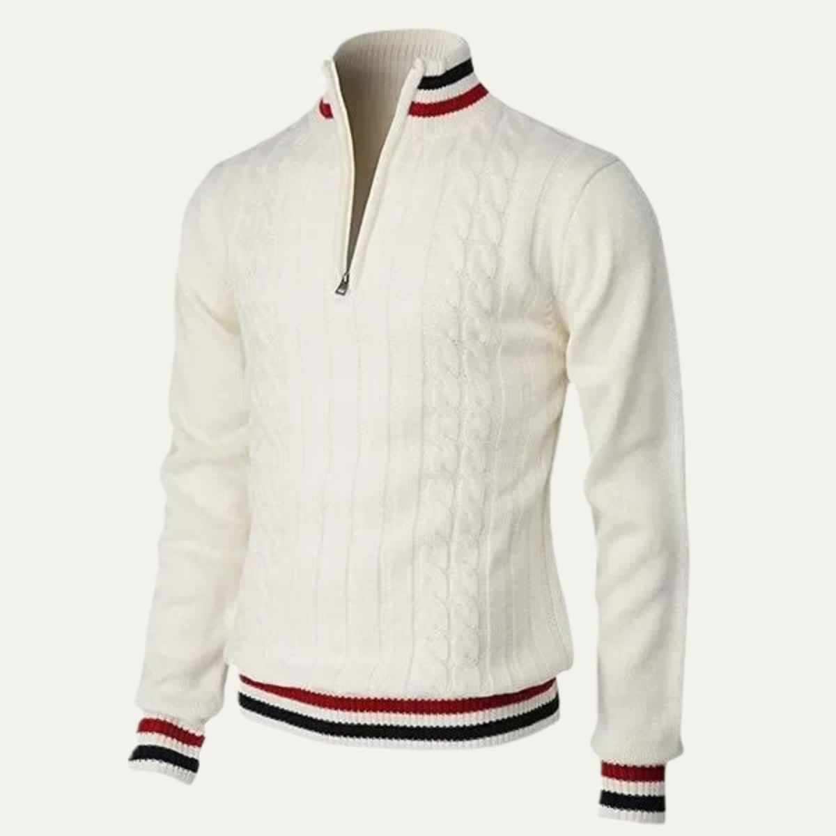 Cozy Mens Striped Crew Neck Knit Sweater - OutfitLondon