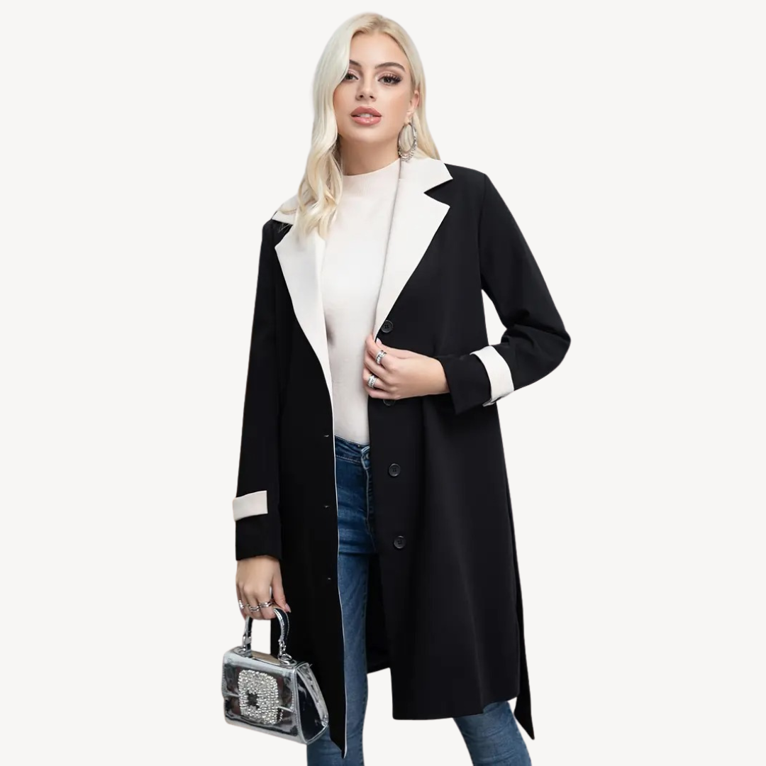 Classic Double Breasted Long Coat for Women - OutfitLondon