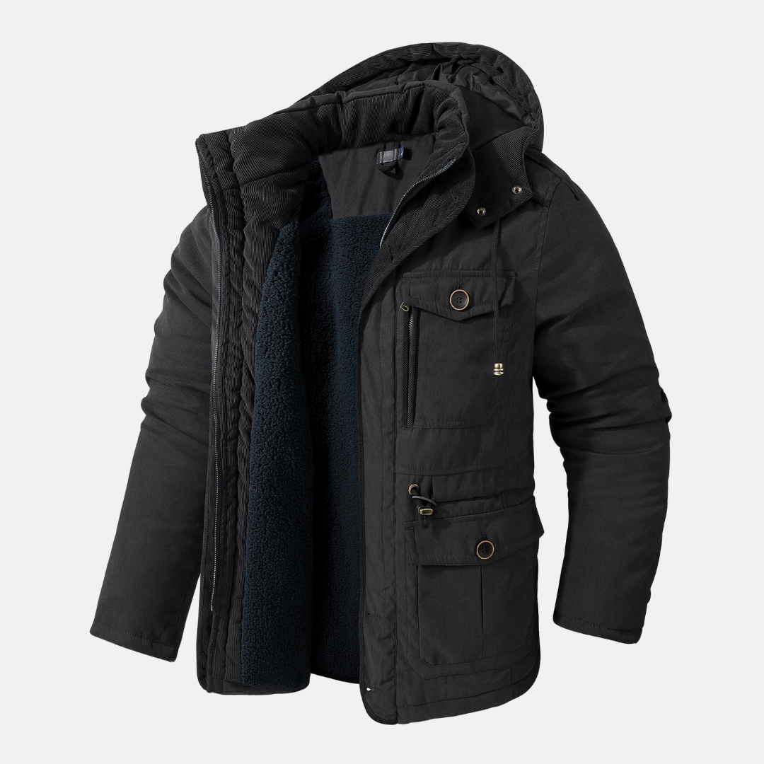 Warm Waterproof Parka Coat with Fleece Lining and Hood - OutfitLondon