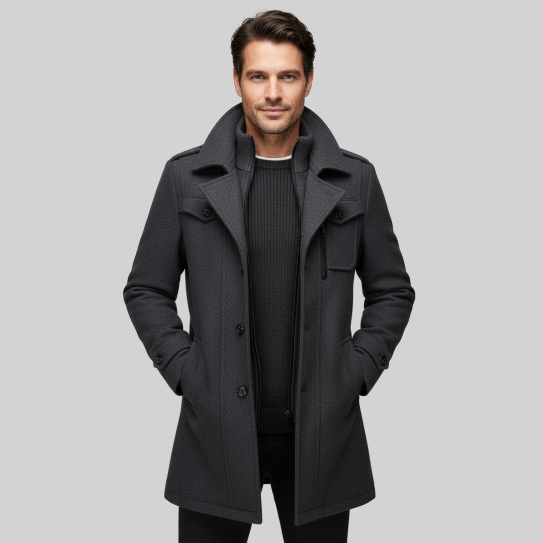 Classic Gray Wool Office Jacket - OutfitLondon