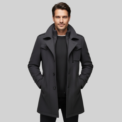 Classic Gray Wool Office Jacket - OutfitLondon