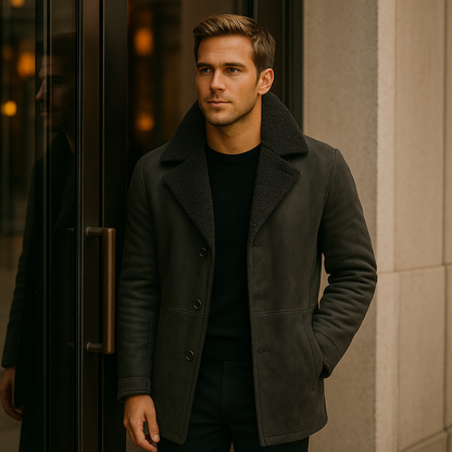 Warm Luxury Sheepskin Men's Winter Coat