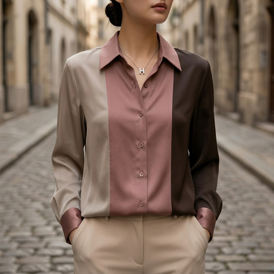 Classic Fit Long Sleeve Work Blouse for Women - OutfitLondon
