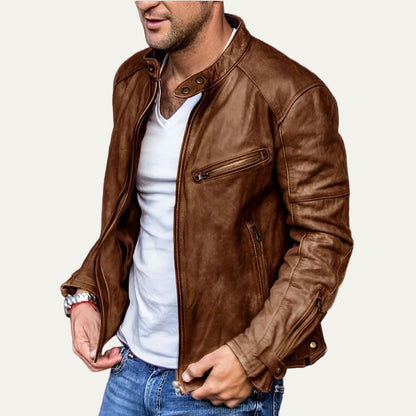 Slim Fit Biker Fake Leather Jacket