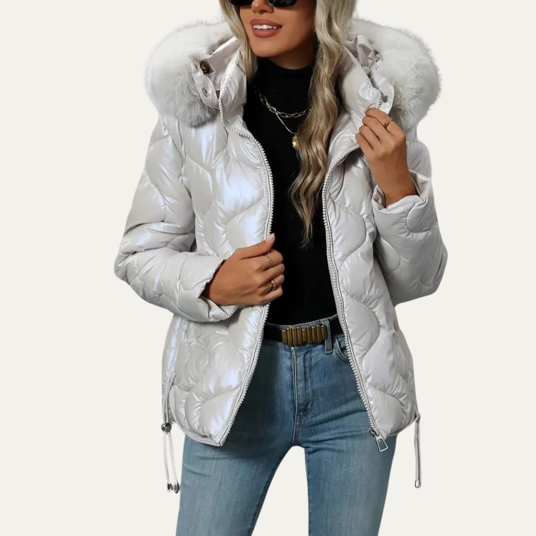 Shiny Insulated Puffer Coat for Women