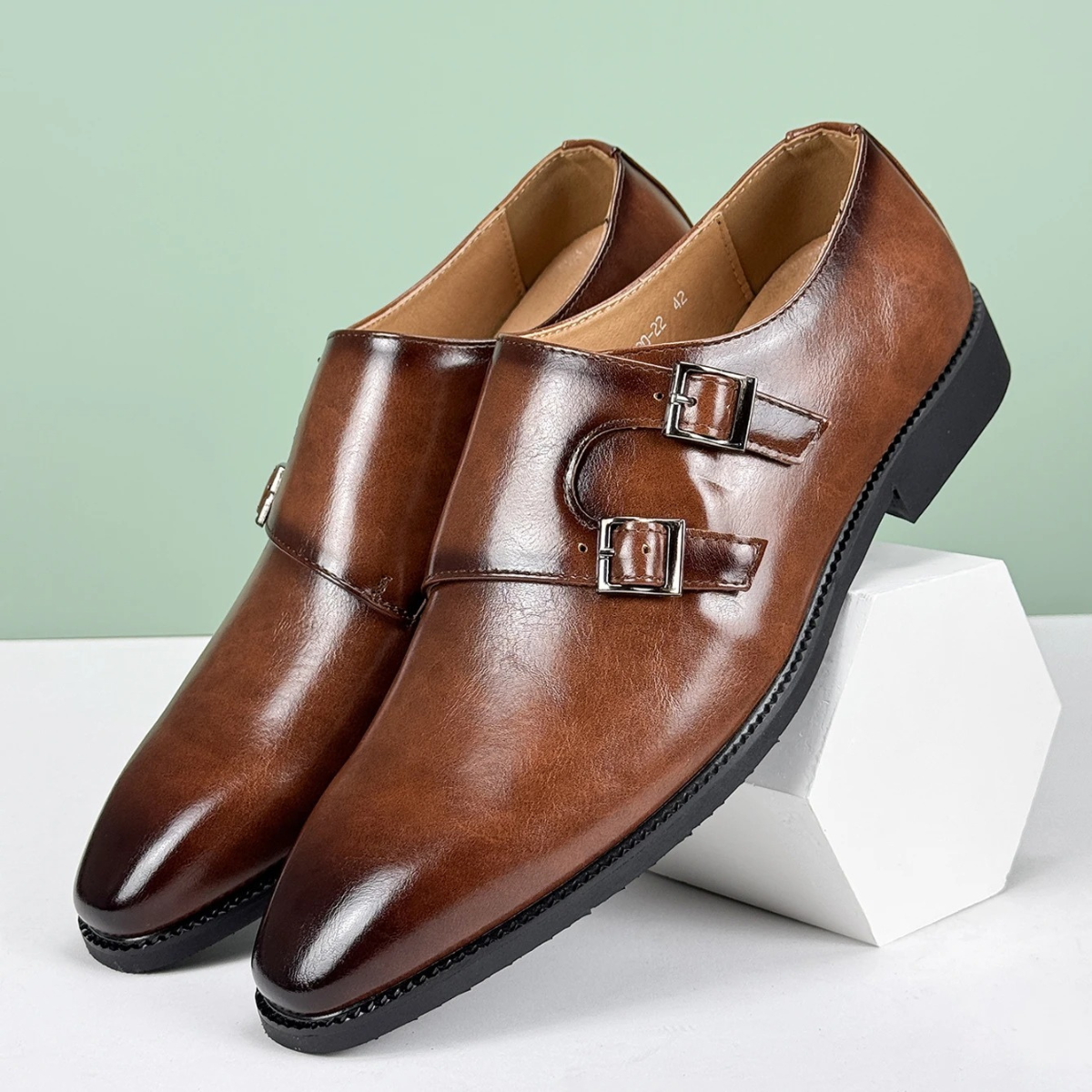 Classic Italian Leather Double Strap Dress Shoes