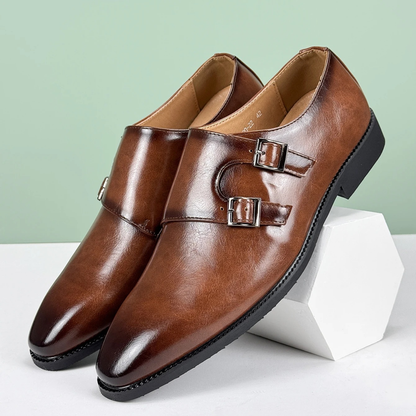 Classic Italian Leather Double Strap Dress Shoes
