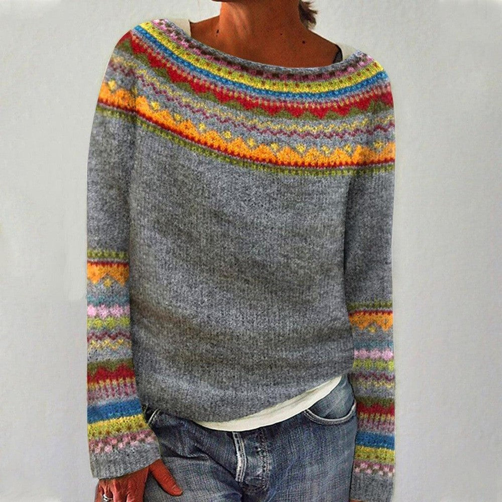 Cozy Bright Crew Neck Winter Sweater for Ladies - OutfitLondon