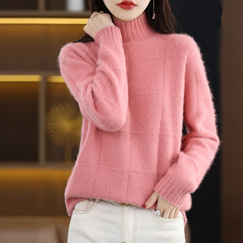 Cozy Plaid Waterproof Crew Neck Sweater - OutfitLondon
