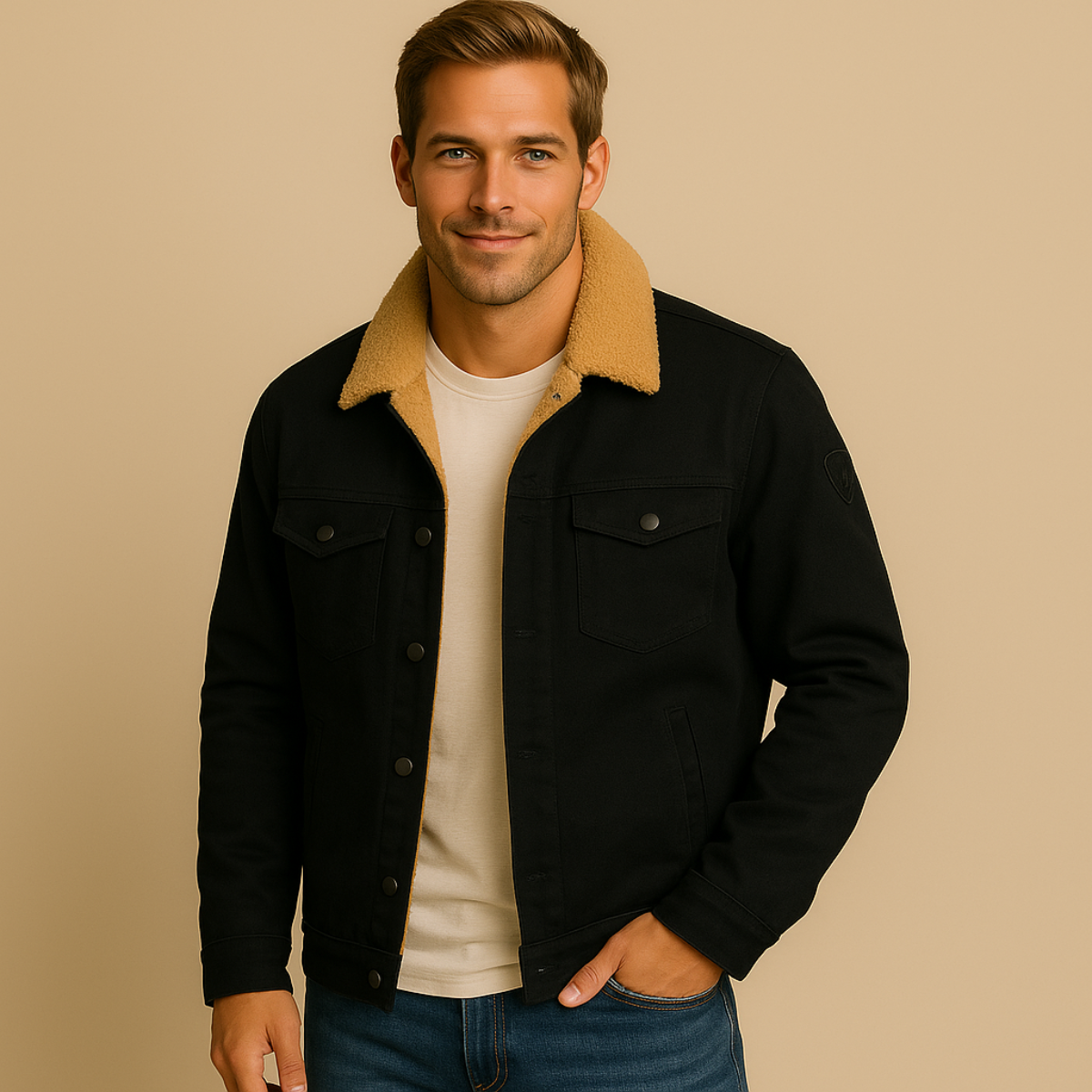 Warm Faux Fur Lined Denim Shirt Jacket