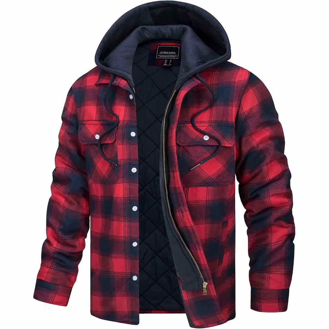 Rugged Plaid Hooded Flannel Jacket