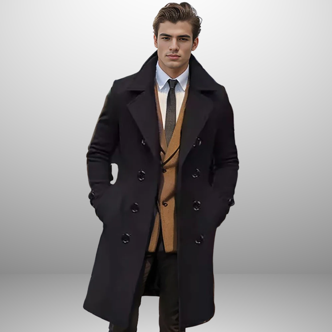 Classic Men's Double Breasted Overcoat - OutfitLondon