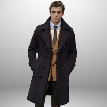 Classic Men's Double Breasted Overcoat - OutfitLondon