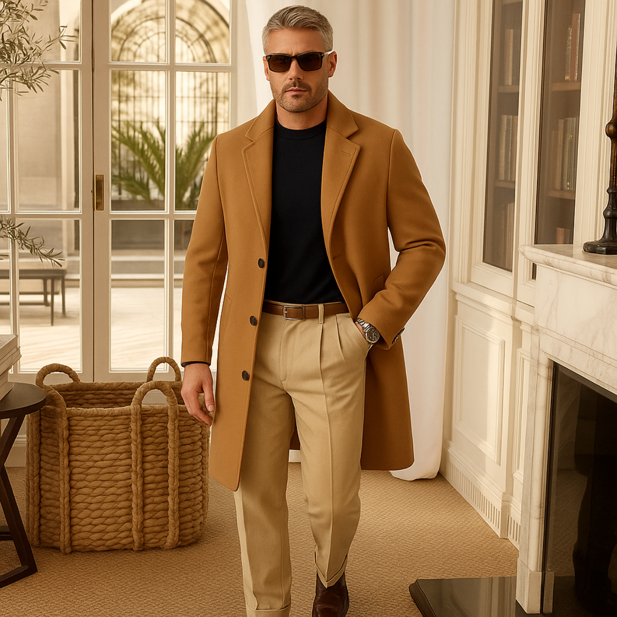 Classic Fit Men's Knee Length Coat